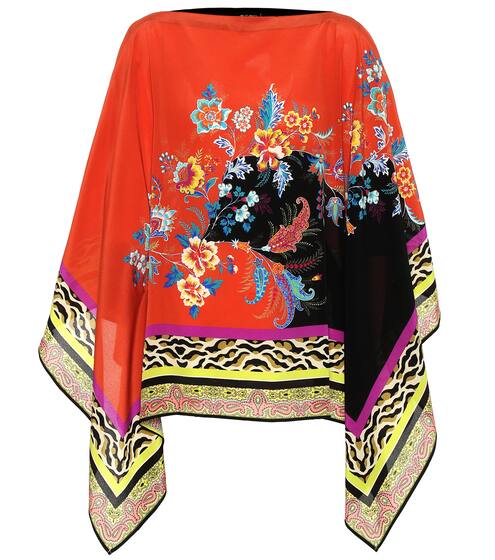 Printed silk poncho | Etro