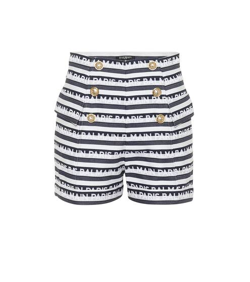 High-rise striped cotton shorts | Balmain