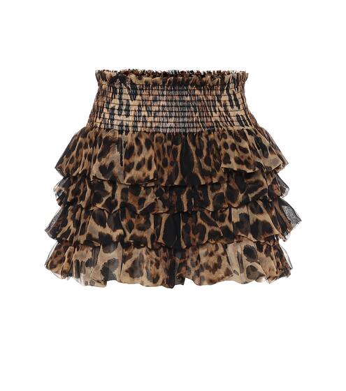 Leopard-print silk miniskirt | Saint Laurent