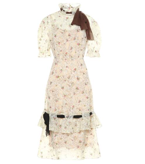 Floral organza midi dress | Miu Miu