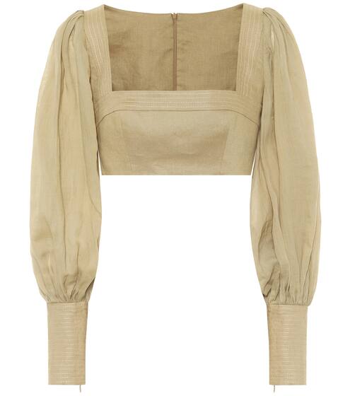 Esclusiva Mytheresa - Top cropped in ramia e lino | Zimmermann