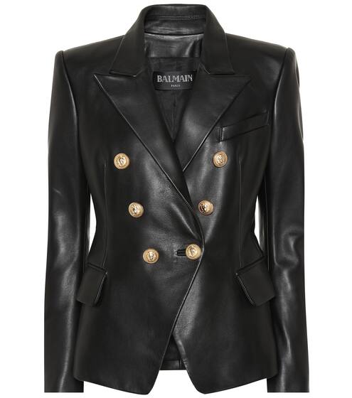 Double-breasted leather blazer | Balmain