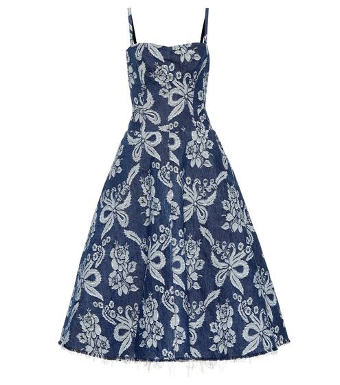 Floral-embroidered denim dress | Junya Watanabe