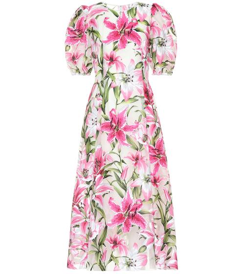 Floral silk and organza midi dress | Dolce & Gabbana