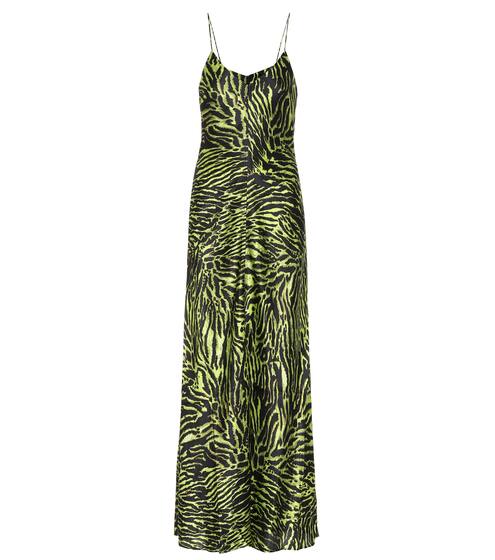 Tiger-printed stretch-silk dress | Ganni