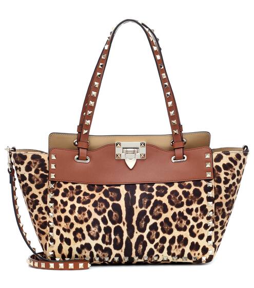 Valentino Garavani Rockstud Small leopard-print tote | Valentino