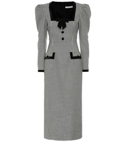 Abito midi a quadretti in lana | Alessandra Rich