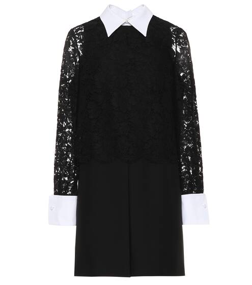 Lace-sleeved wool and silk dress | Valentino