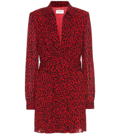 Leopard-print crêpe minidress | Saint Laurent