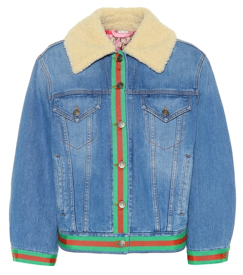 Denim jacket with faux shearling | Gucci