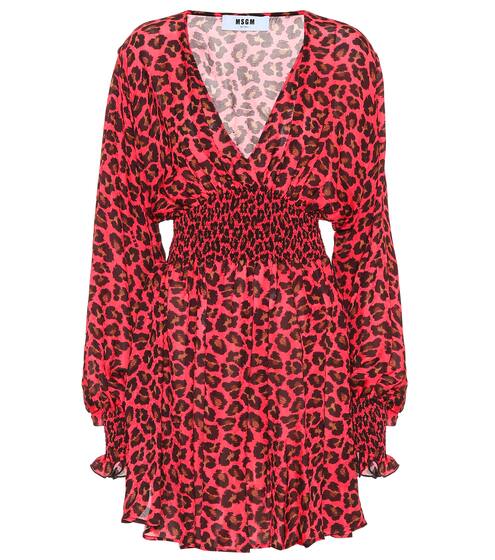 Leopard-print crêpe minidress | MSGM