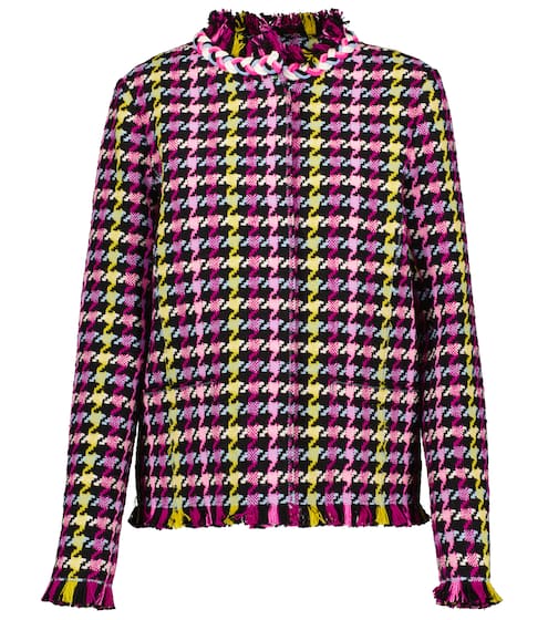 Checked cotton-blend tweed jacket | Oscar de la Renta