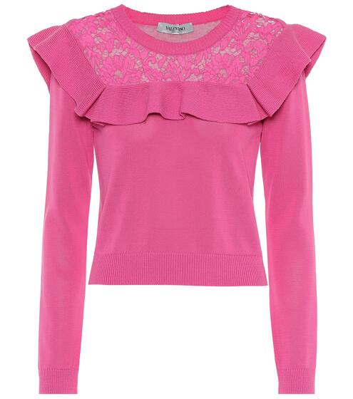 Lace-trimmed cotton sweater | Valentino