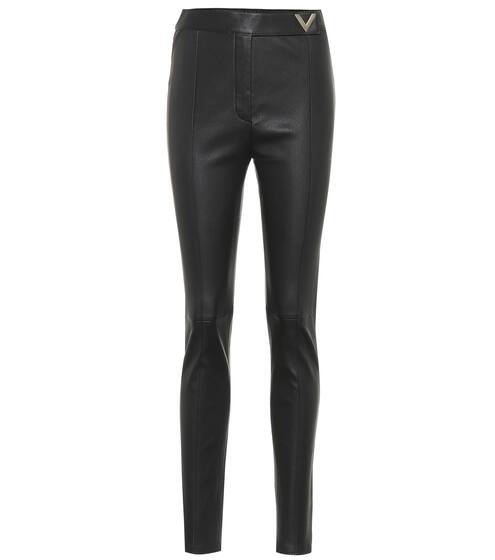 Leather high-rise skinny pants | Valentino