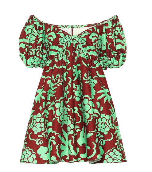 فستان قصير من القطن بطبعات | Valentino