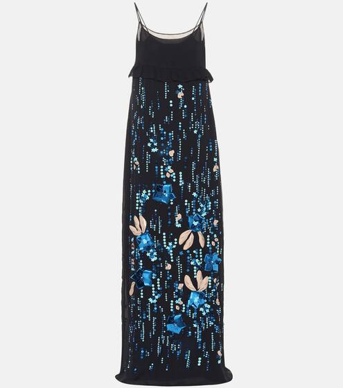 Sequined silk chiffon gown | Prada