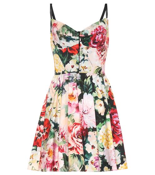Floral stretch cotton minidress | Dolce & Gabbana
