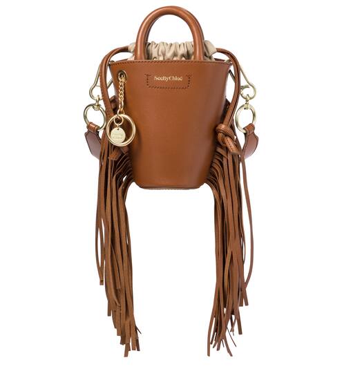 Cecilya Mini fringed leather tote | See By Chloé