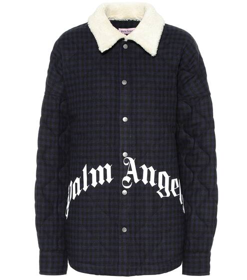 Logo checked wool-blend jacket | Palm Angels