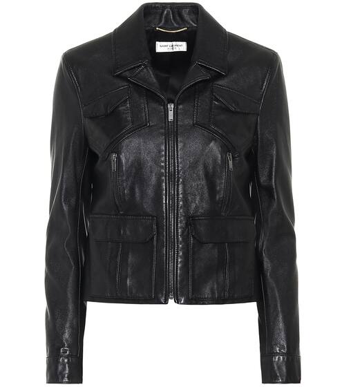 Cropped leather biker jacket | Saint Laurent