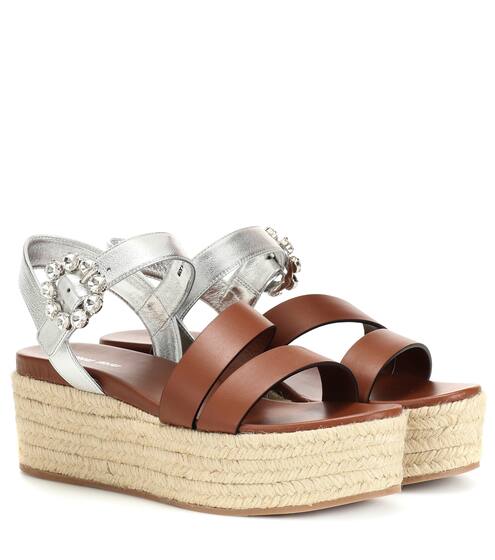 Leather platform espadrilles | Miu Miu