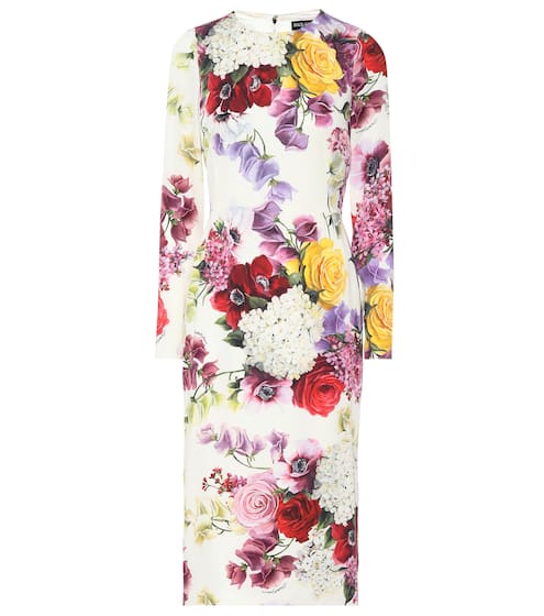 Floral stretch silk midi dress | Dolce & Gabbana