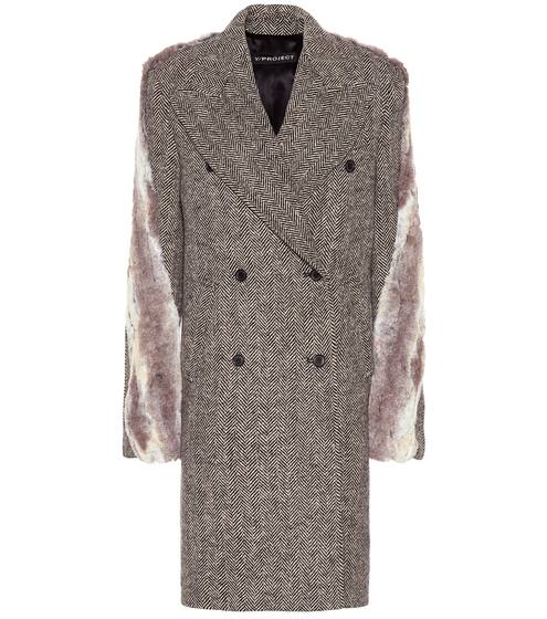 Faux fur-trimmed tweed coat | Y/PROJECT
