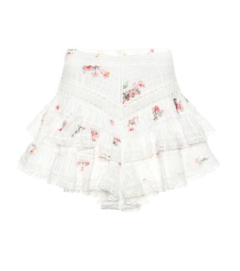 Heathers Pintuck Frill cotton shorts | Zimmermann