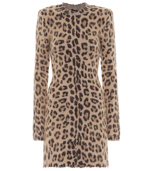 Leopard-print wool-blend minidress | Unravel