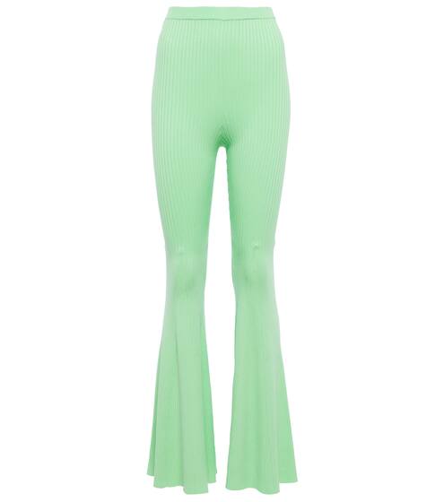 Rib-knitted high-rise flared pants | Self-Portrait