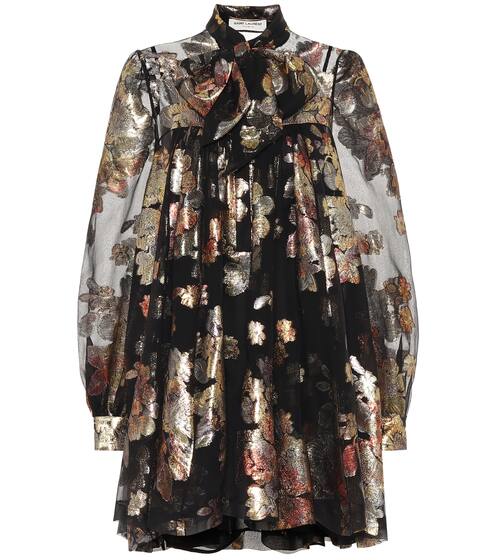 Fil-coupé silk-blend georgette minidress | Saint Laurent