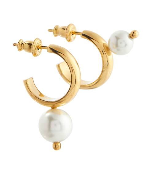 أقراط مطلية بالذهب مزينة باللؤلؤ الصناعي | Simone Rocha