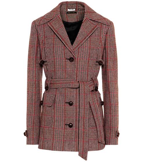 Checked wool-blend jacket | Miu Miu