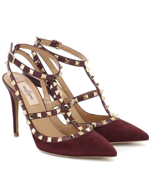 Valentino Garavani - Pumps slingback Rockstud in suede | Valentino / Garavani