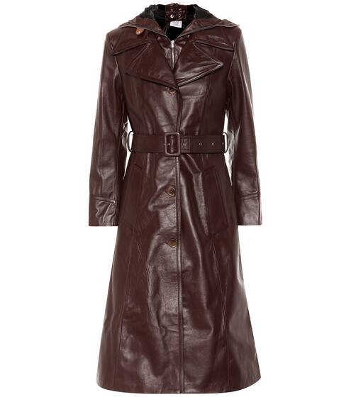 معطف من الجلد بغطاء للرأس | Vetements