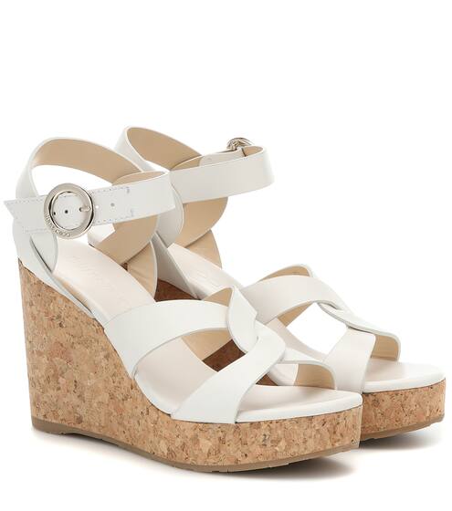 Aleili 100 leather wedge sandals | Jimmy Choo