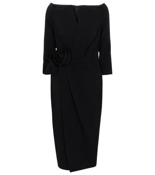 Off-shoulder stretch-wool midi dress | Oscar de la Renta