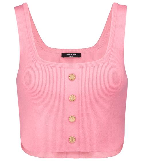 Cashmere-blend cropped tank top | Balmain