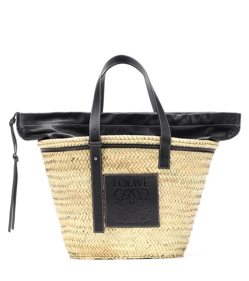Leather-trimmed woven basket tote | Loewe