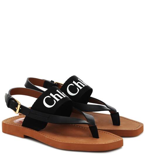 Woody leather and canvas sandals | Chloé