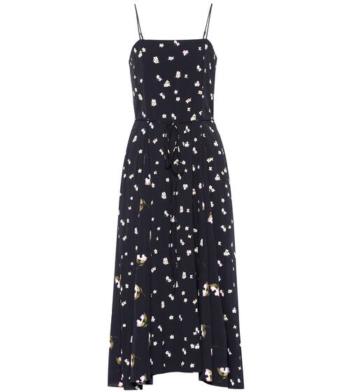 Hibiscus Ditzy satin midi dress | Vince