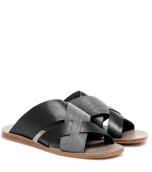 Embellished leather sandals | Brunello Cucinelli