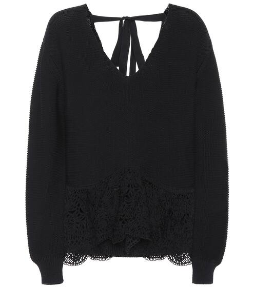 Crochet-paneled cotton sweater | Stella McCartney