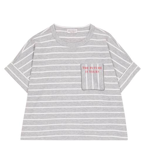 Striped cotton T-shirt | Brunello Cucinelli Kids