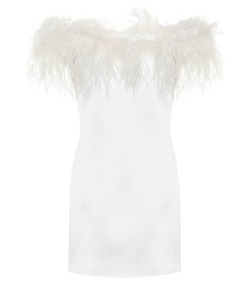 Feather-trimmed crêpe dress | Saint Laurent