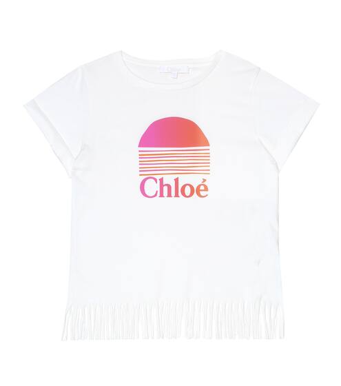 Fringed cotton T-shirt | Chloé Kids