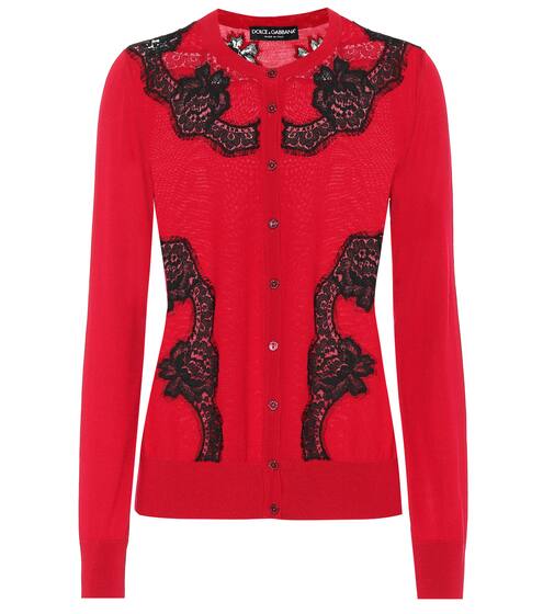 Lace-trimmed wool-blend cardigan | Dolce & Gabbana