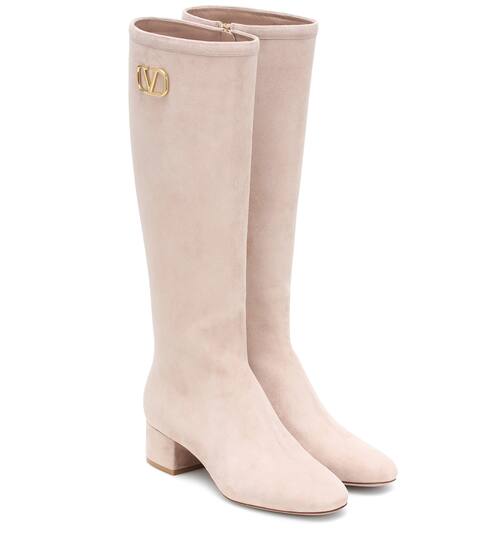 Valentino Garavani VLOGO suede knee-high boots | Valentino