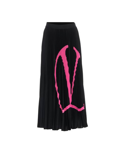 VLOGO pleated jersey midi skirt | Valentino