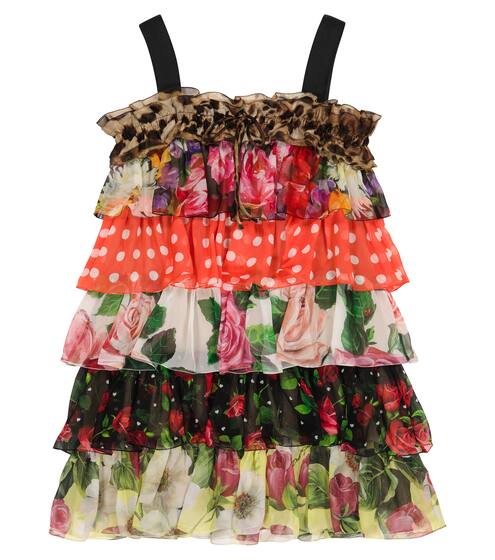 Printed silk-blend dress | Dolce & Gabbana Kids